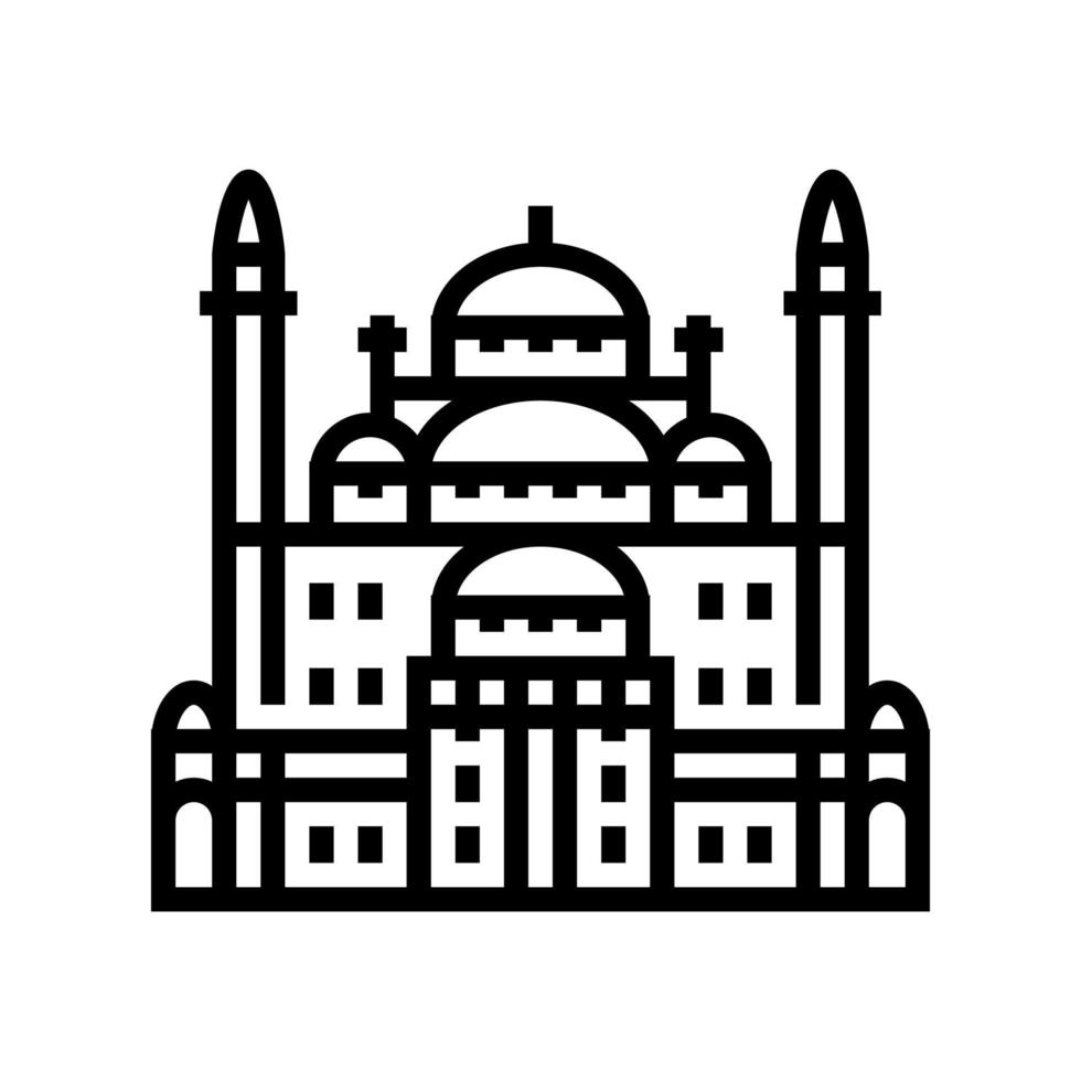 illustration vectorielle de l'icône de la ligne de la mosquée suleiman pacha vecteur