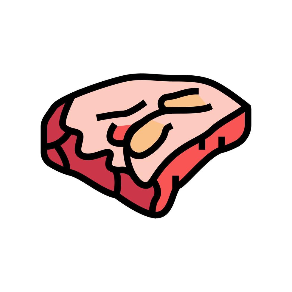 assiette courte avec illustration vectorielle d'icône de couleur de viande de boeuf vecteur