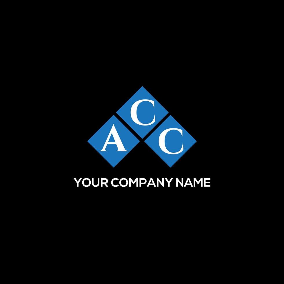 création de logo de lettre acc sur fond noir. concept de logo de lettre initiales créatives acc. conception de lettre d'acc. vecteur