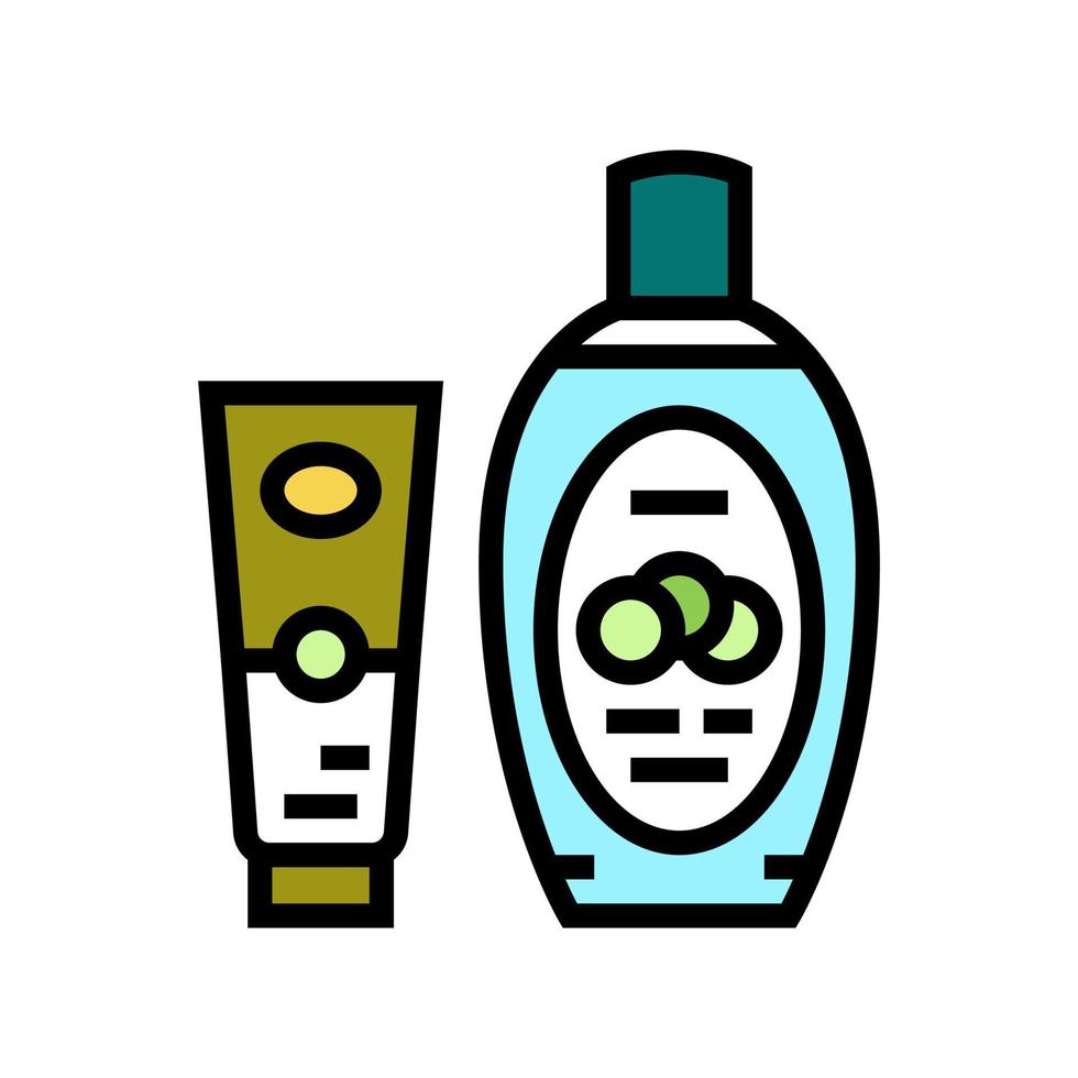 cosmétiques avec concombre ingrédient couleur icône illustration vectorielle vecteur