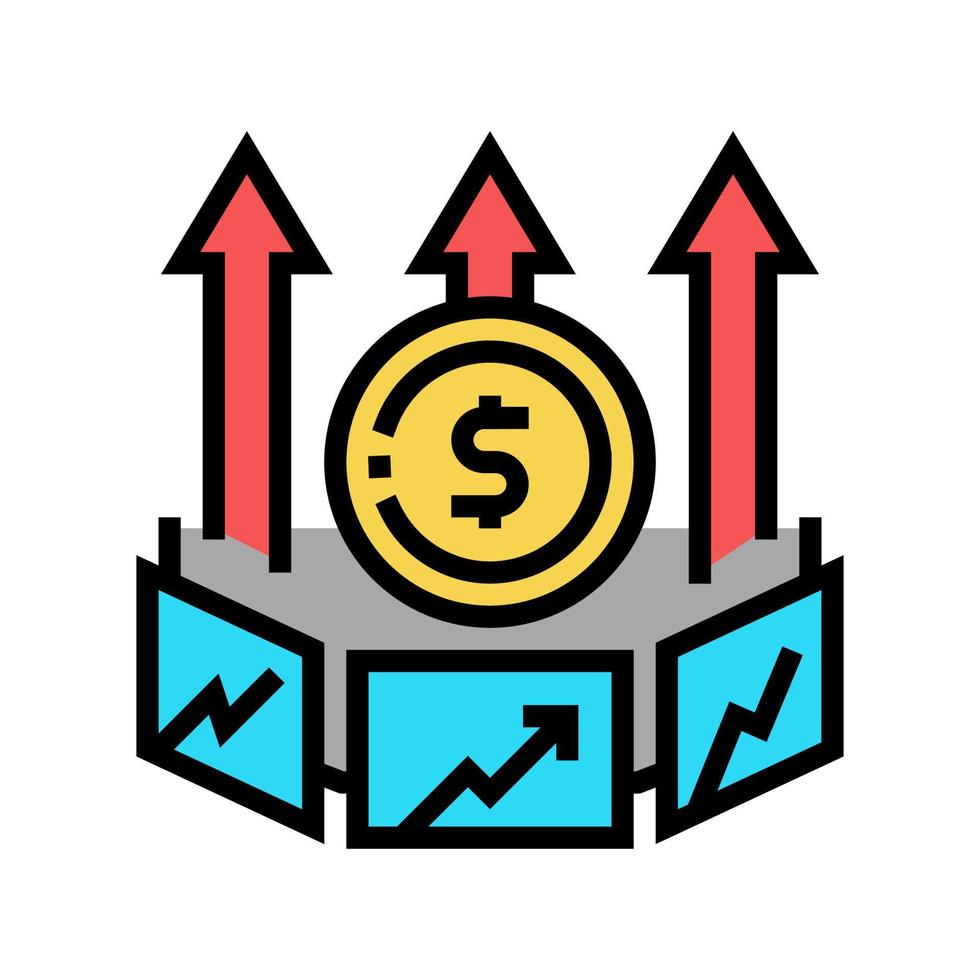 illustration vectorielle de l'icône de couleur de l'inflation du marché vecteur