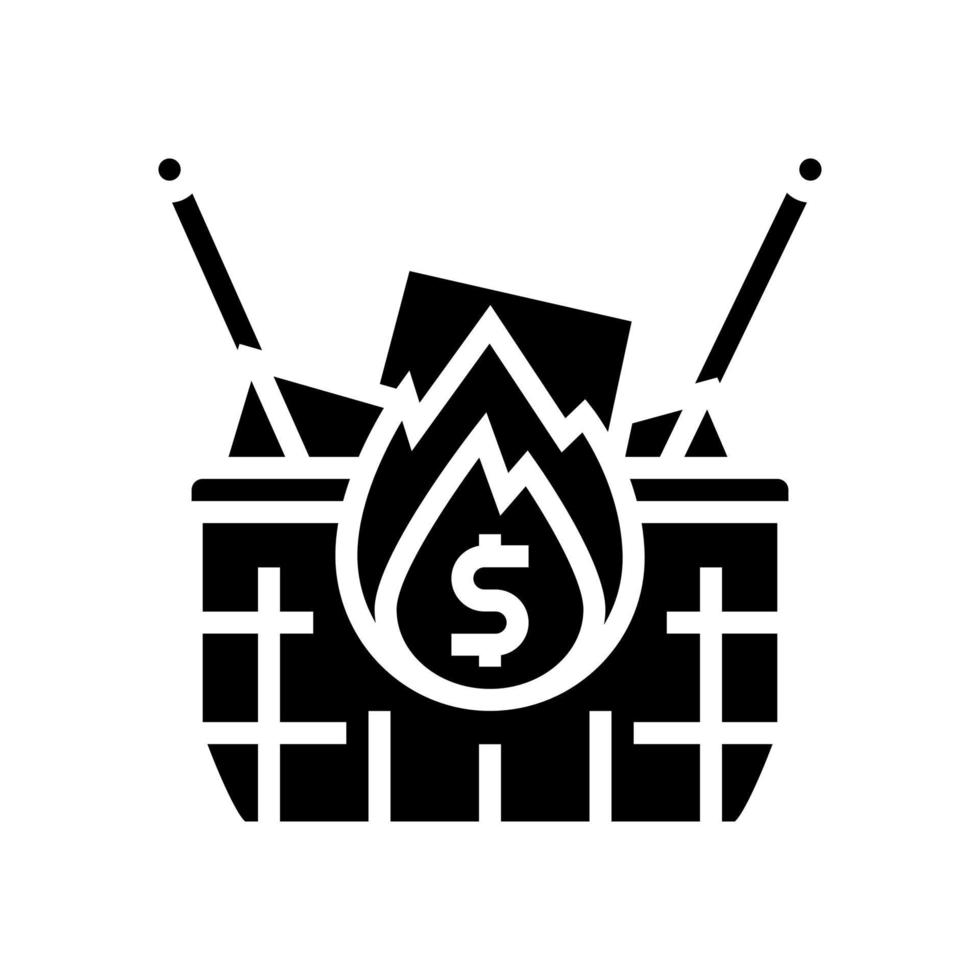 illustration vectorielle de l'icône du glyphe de l'inflation des actifs alimentaires vecteur