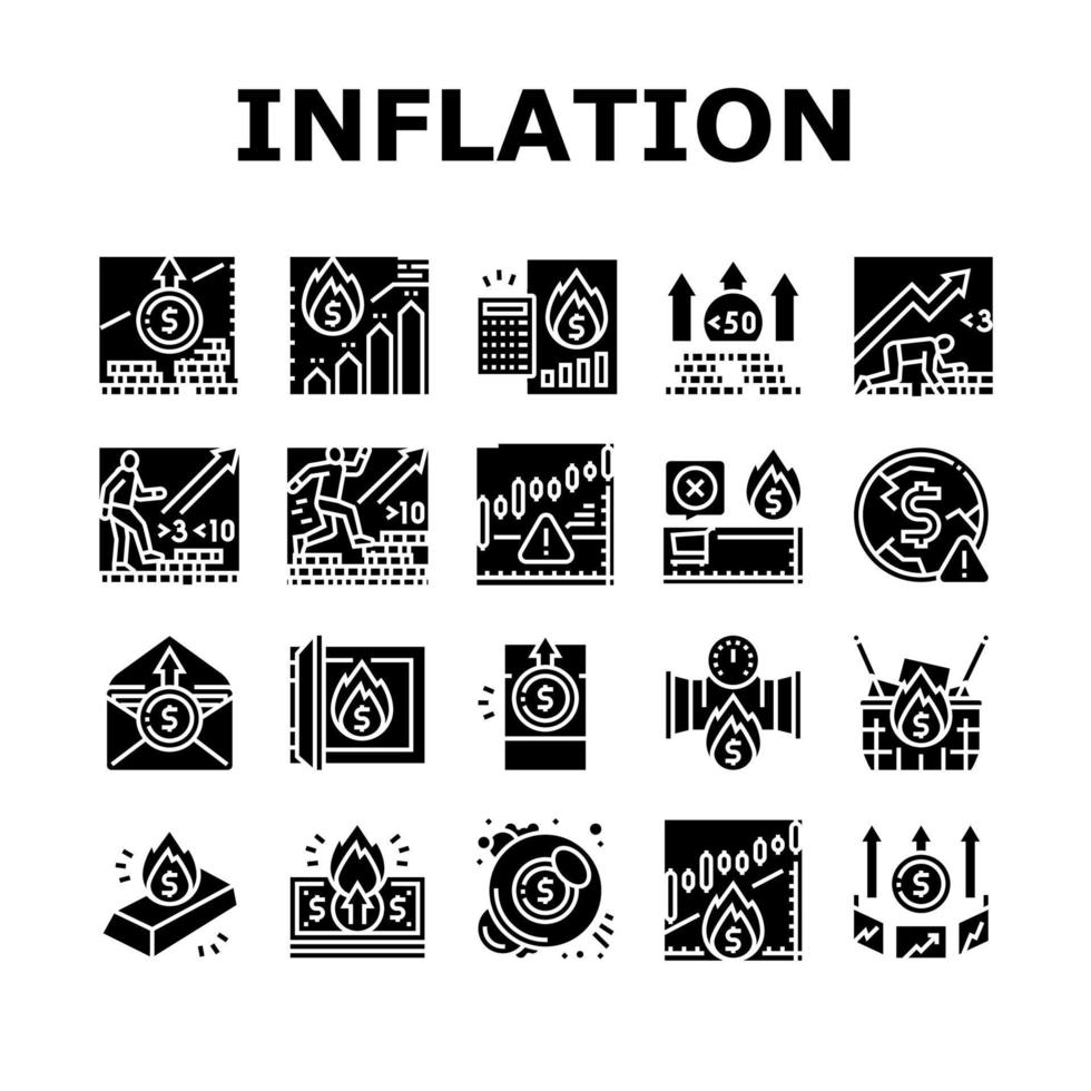 vecteur d'icônes de problème d'inflation financière mondiale