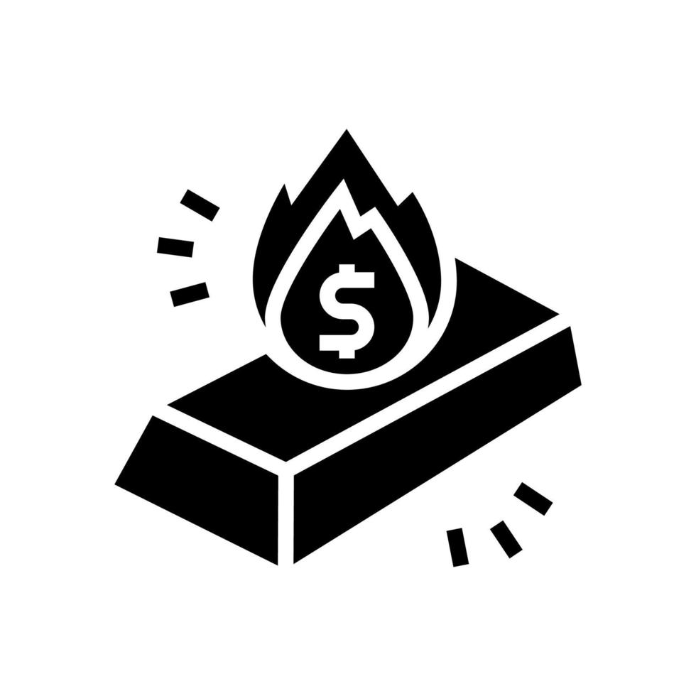 illustration vectorielle de l'icône de glyphe d'inflation des actifs d'or vecteur