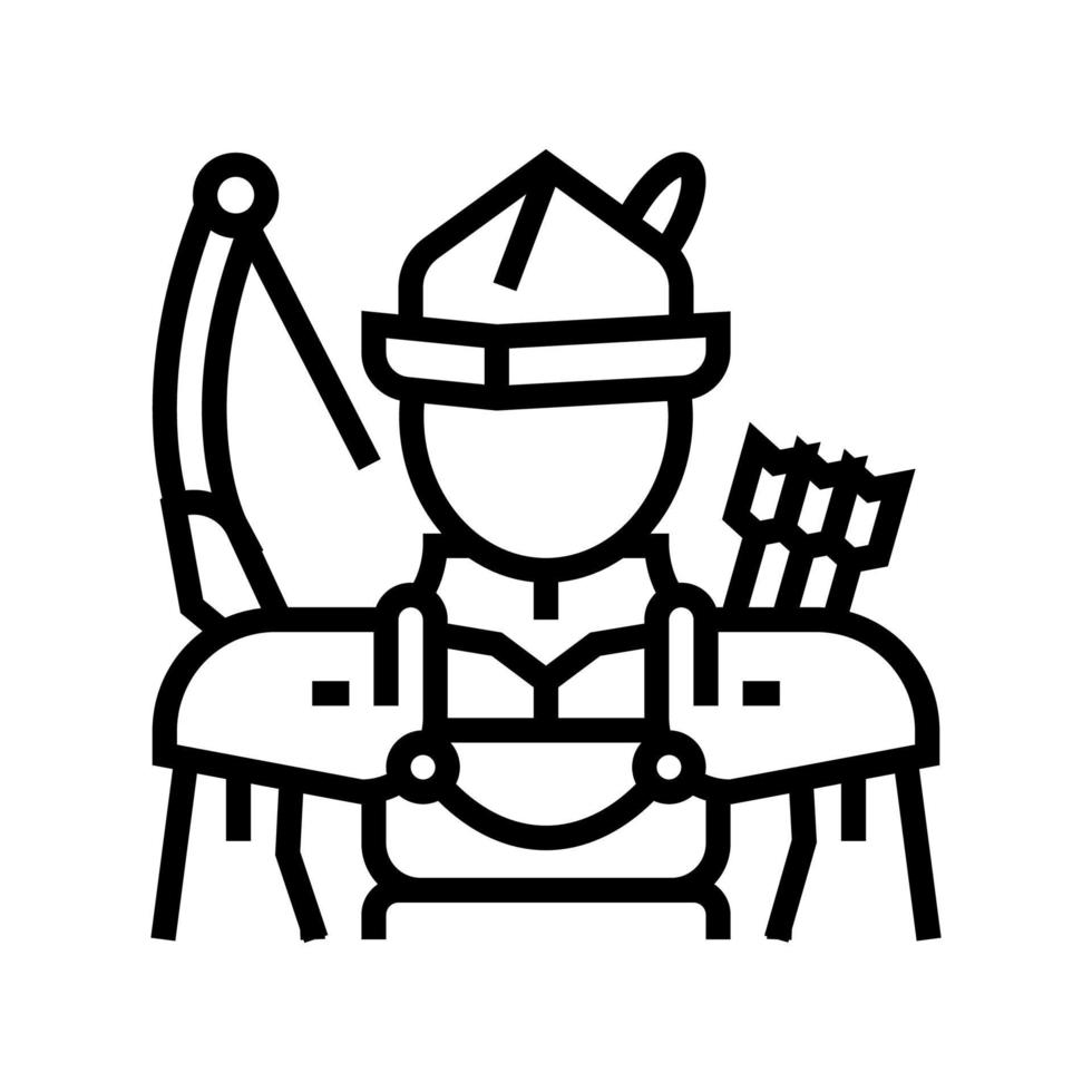 illustration vectorielle de l'icône de la ligne de conte de fées archer vecteur