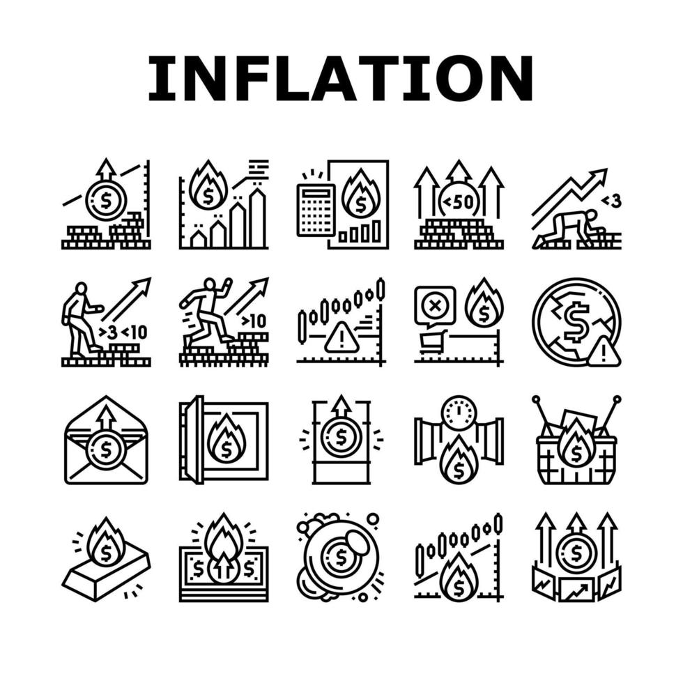vecteur d'icônes de problème d'inflation financière mondiale