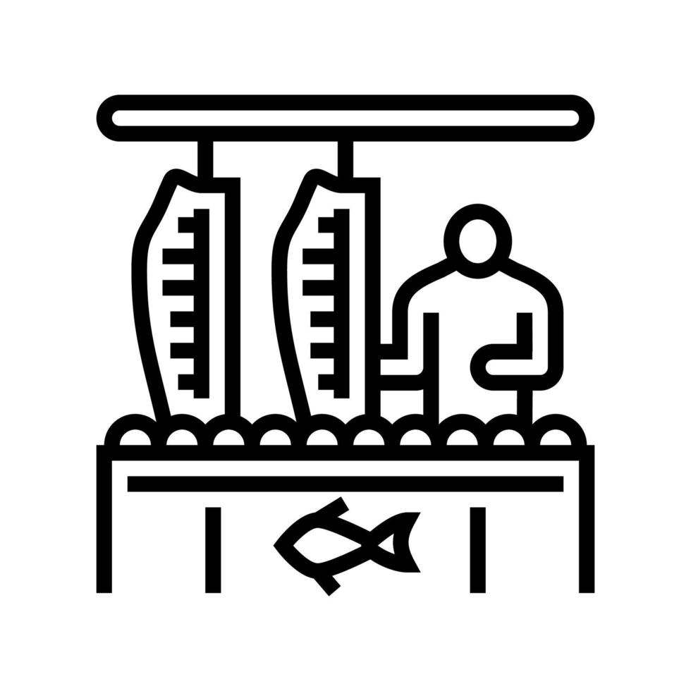 illustration vectorielle de l'icône de la ligne de saumon de l'usine de transformation vecteur