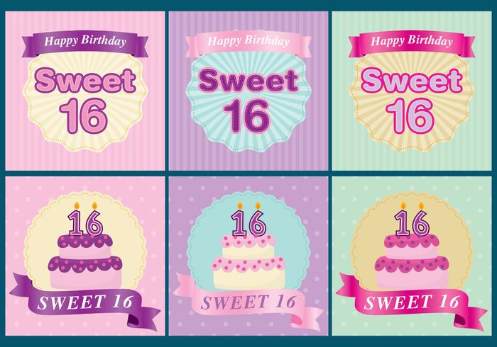 Cartes Sweet 16 vecteur