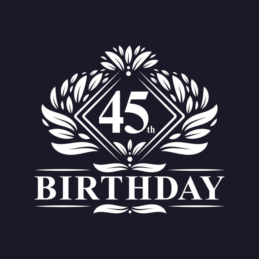 Logo d'anniversaire de 45 ans, célébration du 45e anniversaire de luxe. vecteur