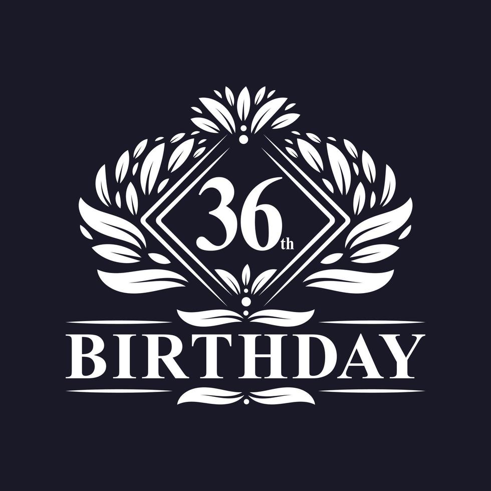 Logo d'anniversaire de 36 ans, célébration du 36e anniversaire de luxe. vecteur