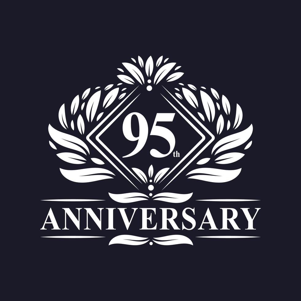 Logo anniversaire 95 ans, logo floral de luxe 95e anniversaire. vecteur