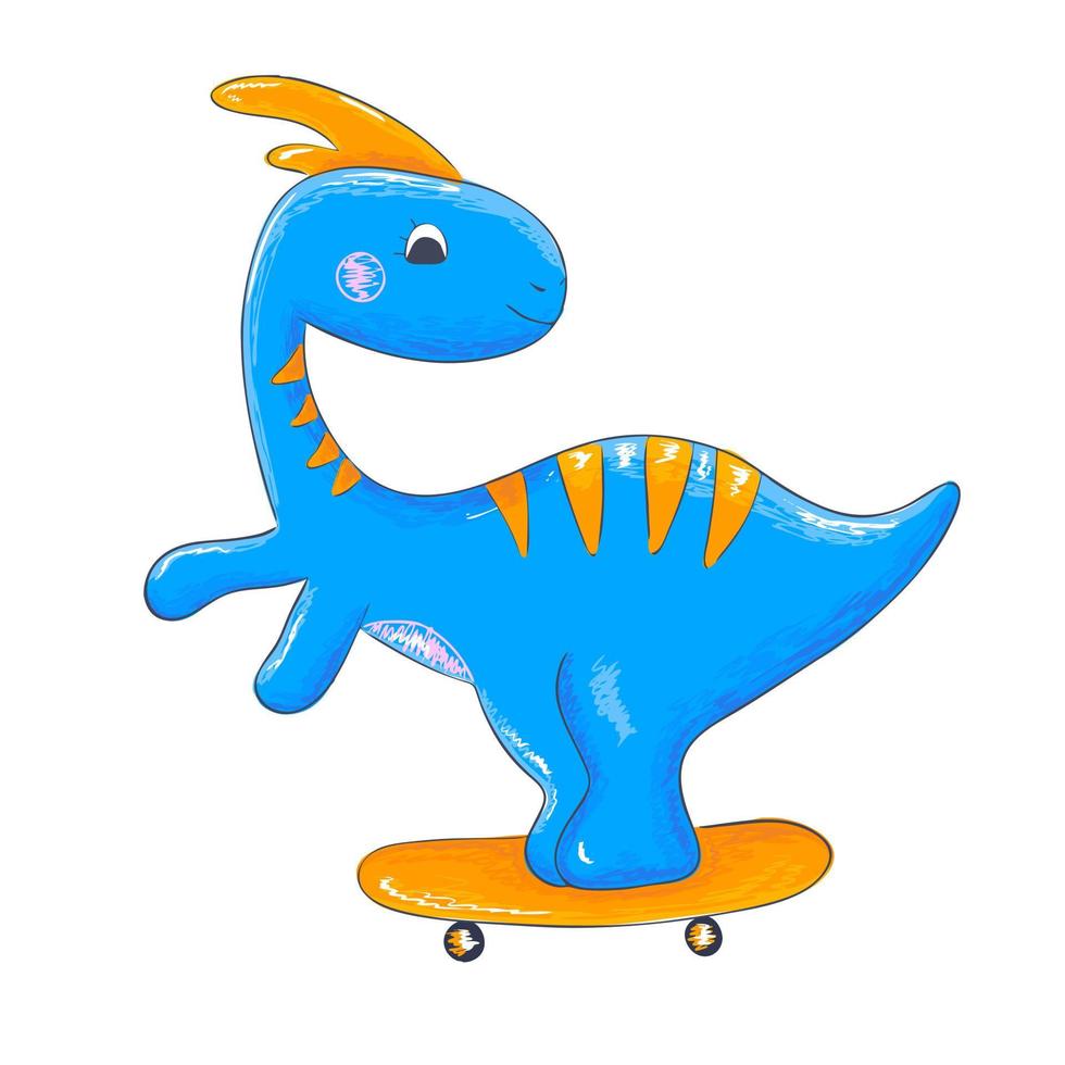 dinosaure mignon avec skate vecteur