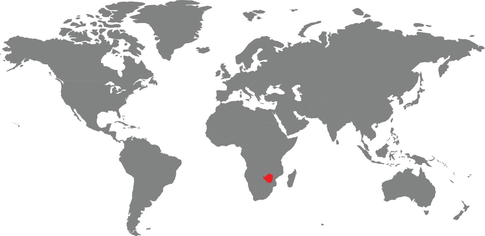 carte du zimbabwe sur la carte du monde vecteur