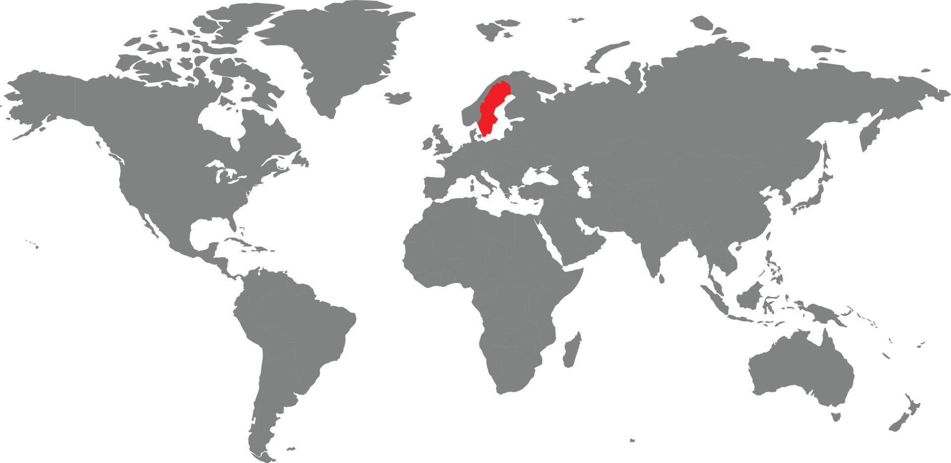 carte suédoise sur la carte du monde vecteur