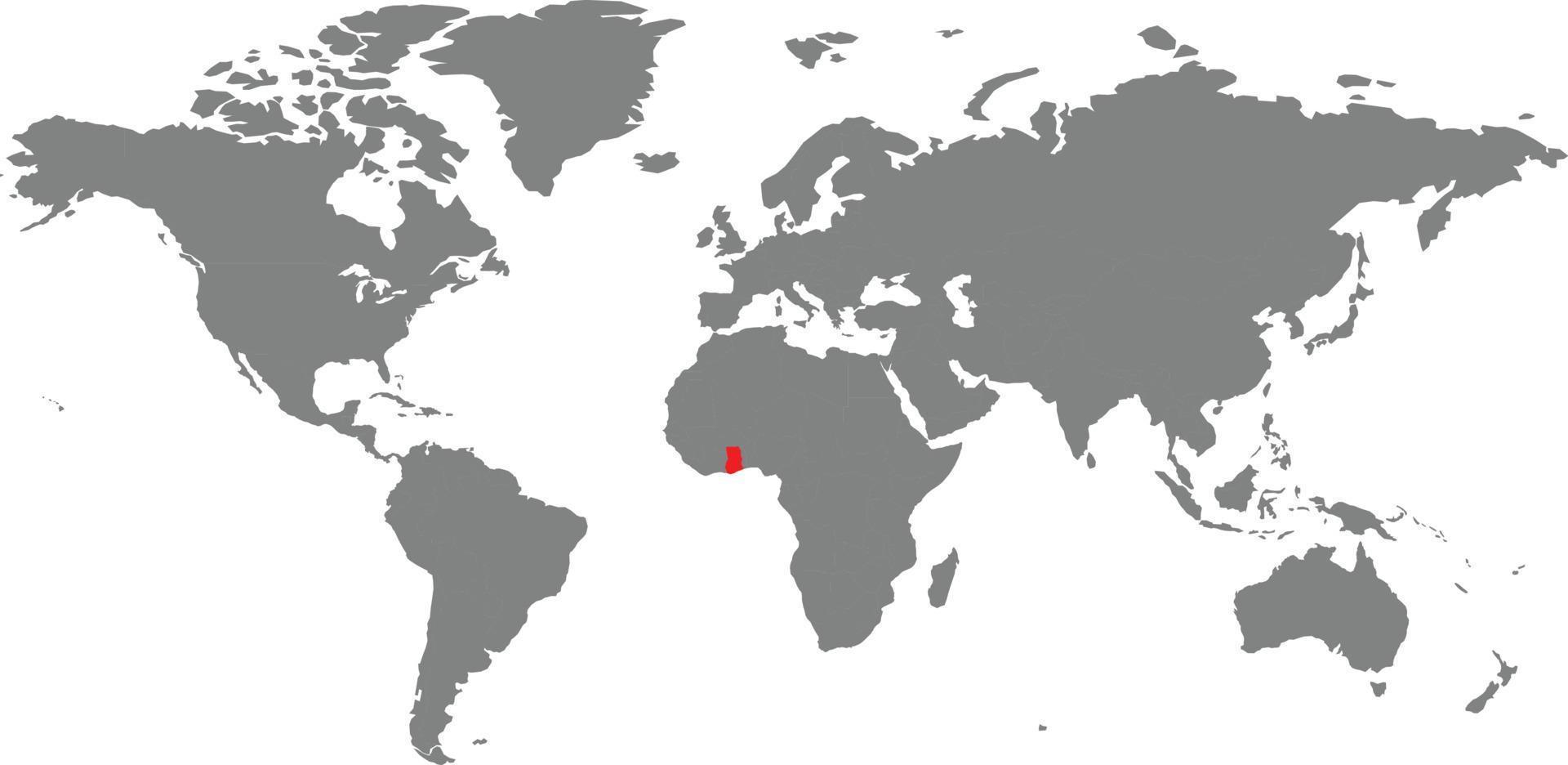 carte du ghana sur la carte du monde vecteur