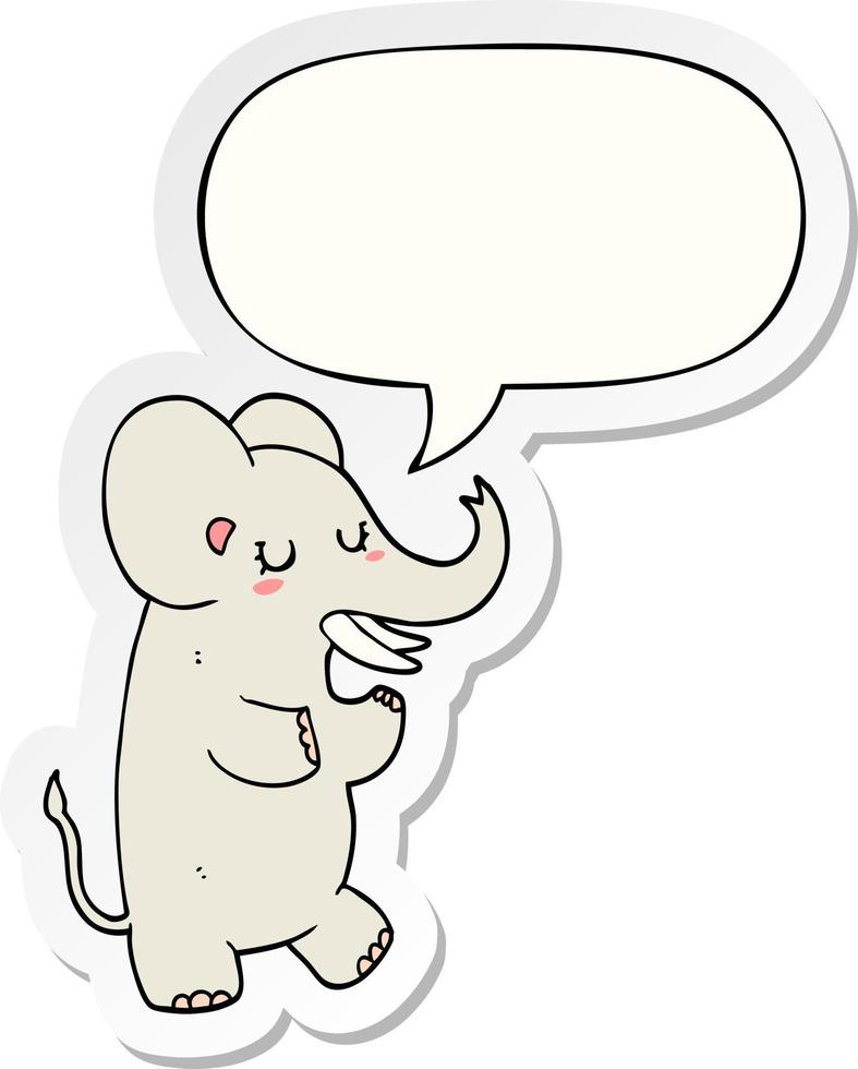 éléphant de dessin animé et autocollant de bulle de dialogue vecteur