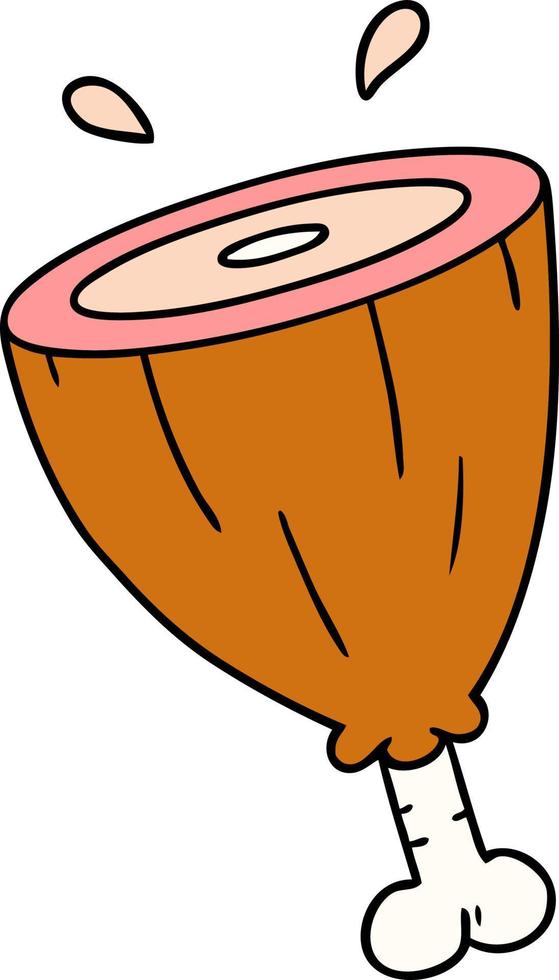 dessin animé doodle d'un joint de jambon vecteur