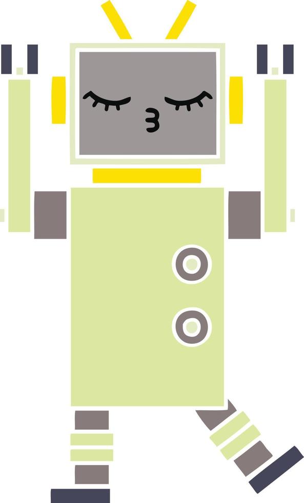 robot de dessin animé rétro couleur plate vecteur