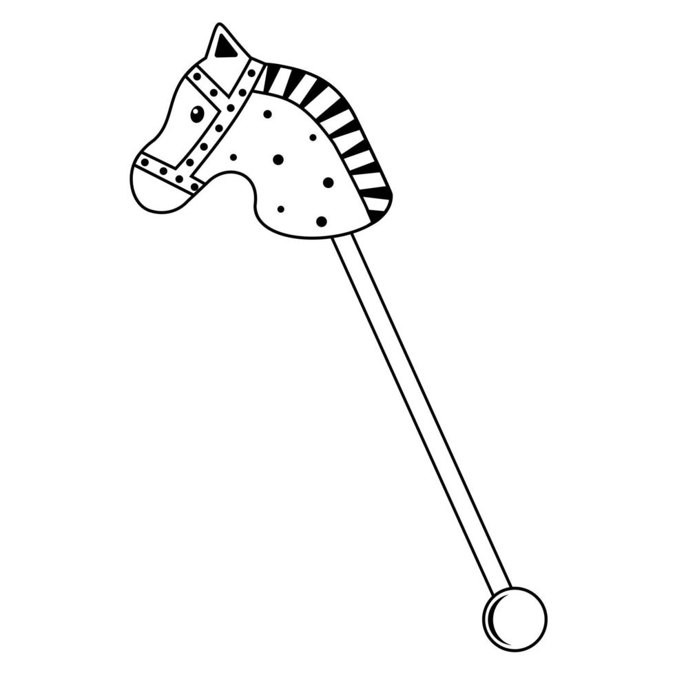 cheval de bois sur un bâton, jouet pour enfants, illustration vectorielle isolée vecteur