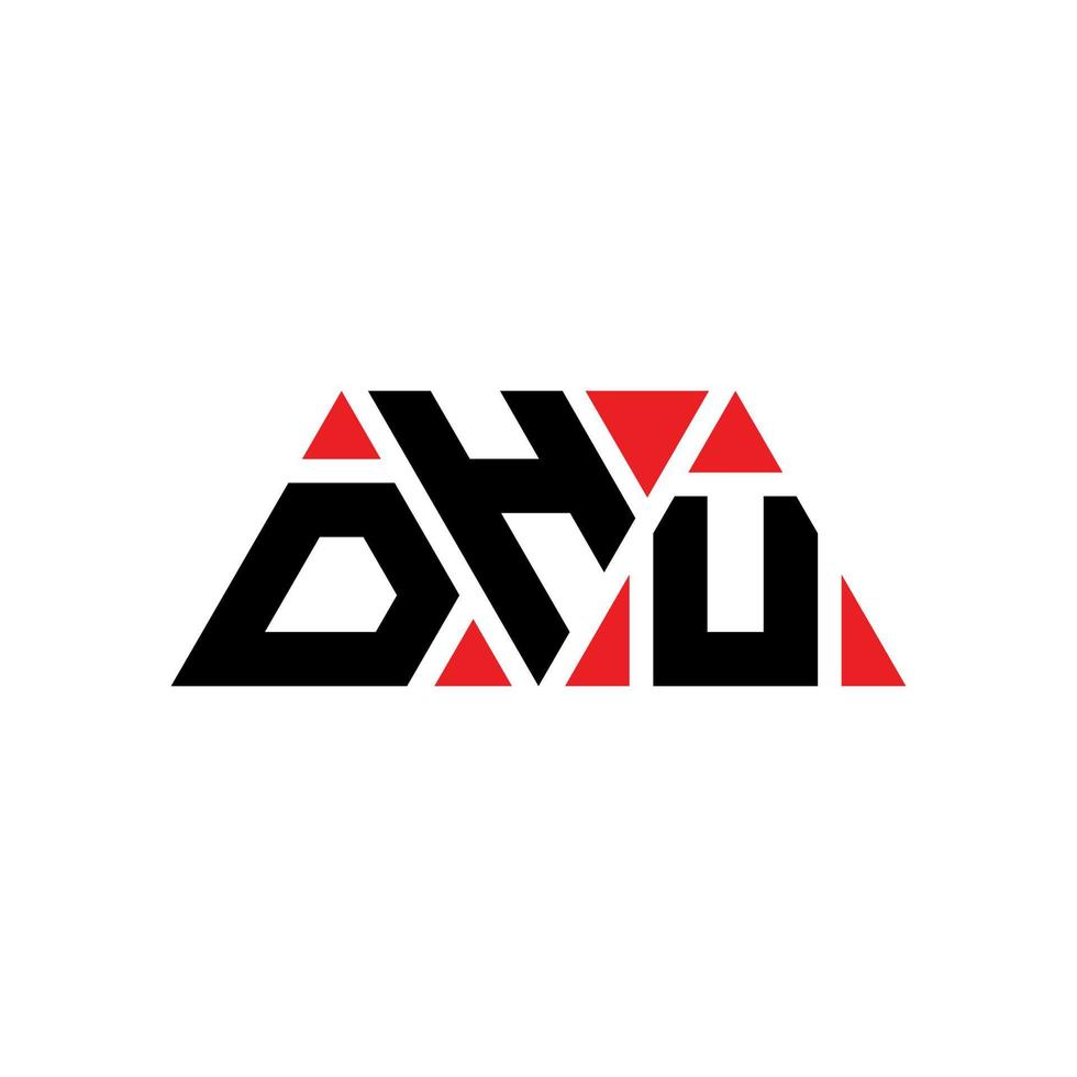 création de logo de lettre triangle dhu avec forme de triangle. monogramme de conception de logo triangle dhu. modèle de logo vectoriel triangle dhu avec couleur rouge. logo triangulaire dhu logo simple, élégant et luxueux. dhu