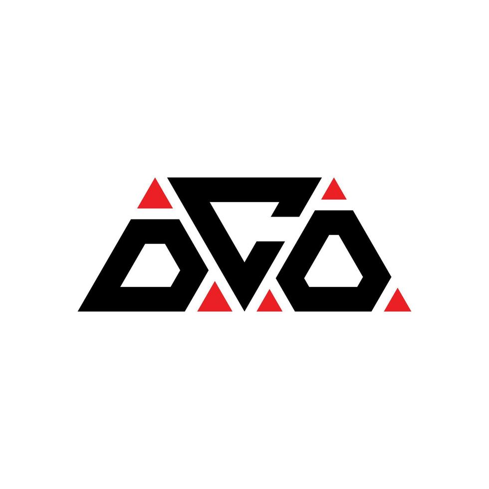 création de logo de lettre triangle dco avec forme de triangle. monogramme de conception de logo triangle dco. modèle de logo vectoriel triangle dco avec couleur rouge. dco logo triangulaire logo simple, élégant et luxueux. déco