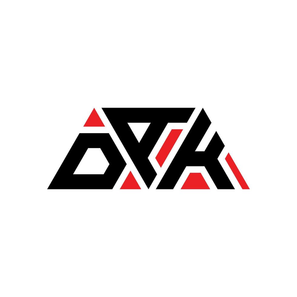 création de logo de lettre triangle dak avec forme de triangle. monogramme de conception de logo triangle dak. modèle de logo vectoriel triangle dak avec couleur rouge. logo triangulaire dak logo simple, élégant et luxueux. dak