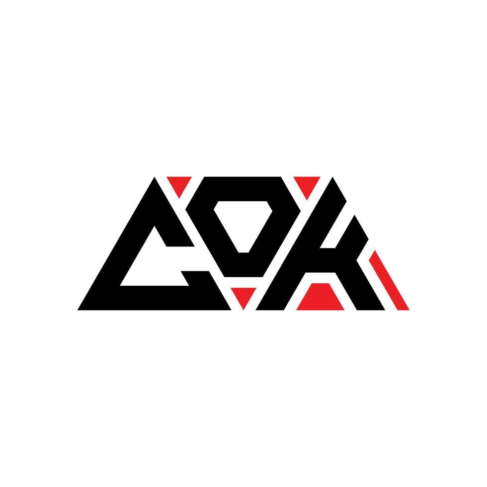 création de logo de lettre triangle cok avec forme de triangle. monogramme de conception de logo triangle cok. modèle de logo vectoriel triangle cok avec couleur rouge. cok logo triangulaire logo simple, élégant et luxueux. cok