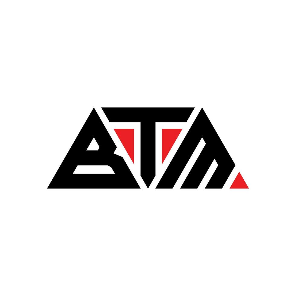 création de logo de lettre triangle btm avec forme de triangle. monogramme de conception de logo triangle btm. modèle de logo vectoriel triangle btm avec couleur rouge. logo triangulaire btm logo simple, élégant et luxueux. btm