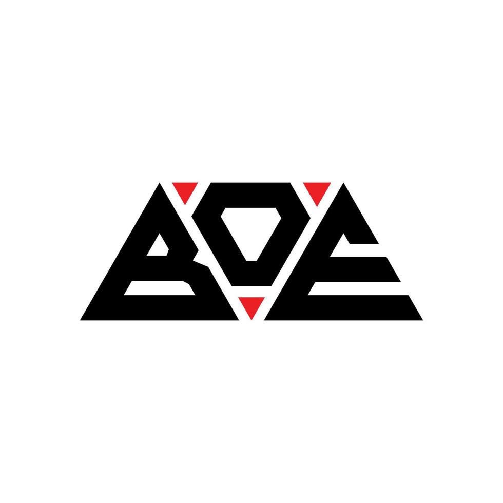 création de logo de lettre triangle boe avec forme de triangle. monogramme de conception de logo triangle boe. modèle de logo vectoriel triangle boe avec couleur rouge. boe logo triangulaire logo simple, élégant et luxueux. boe