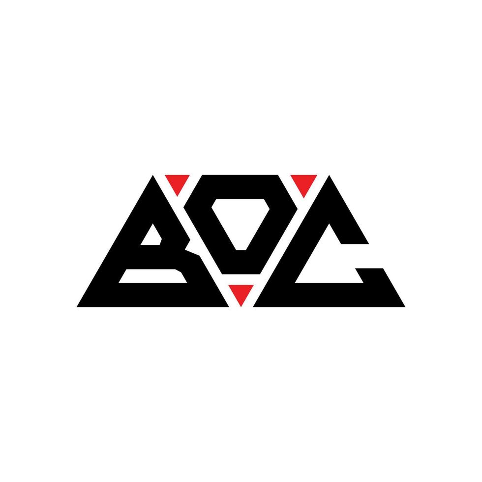 création de logo de lettre triangle boc avec forme de triangle. monogramme de conception de logo triangle boc. modèle de logo vectoriel triangle boc avec couleur rouge. boc logo triangulaire logo simple, élégant et luxueux. boc