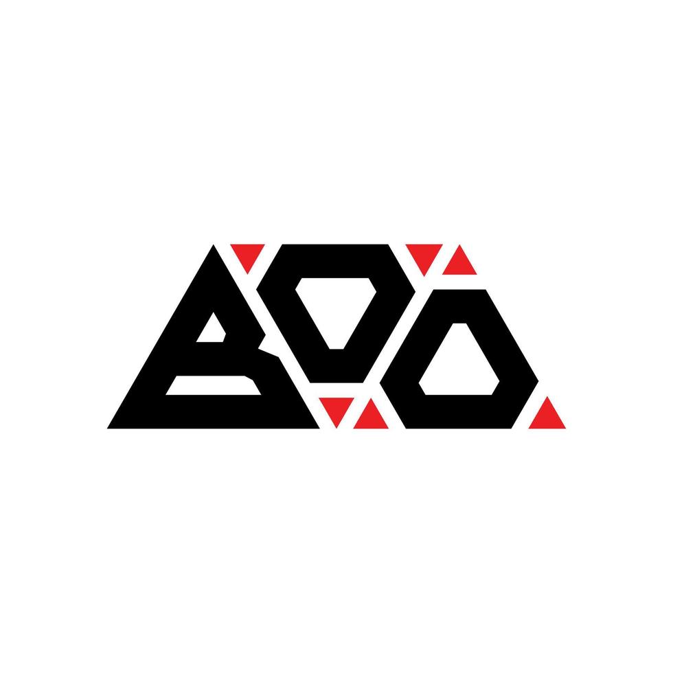 création de logo de lettre triangle boo avec forme de triangle. monogramme de conception de logo triangle boo. modèle de logo vectoriel triangle boo avec couleur rouge. boo logo triangulaire logo simple, élégant et luxueux. huer