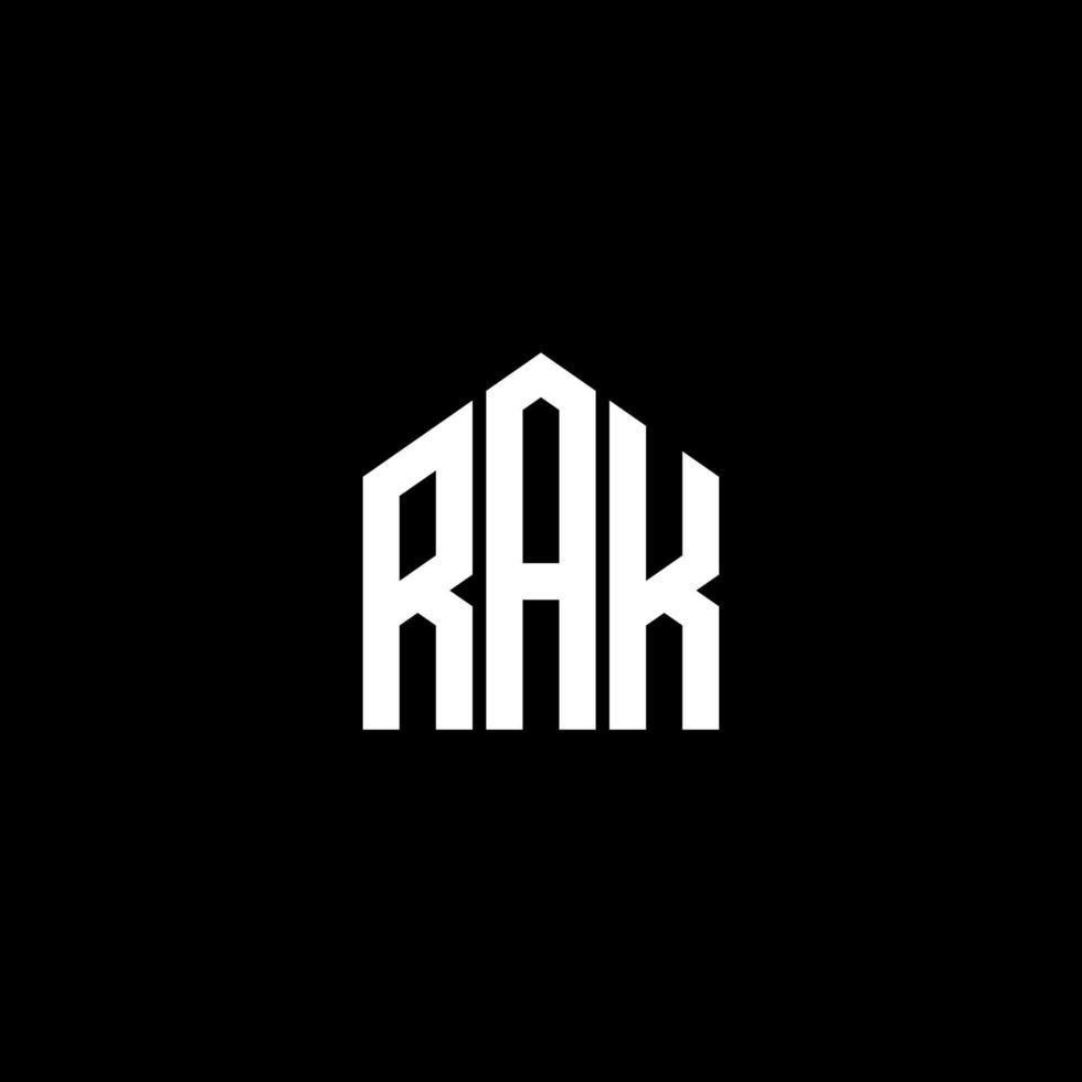 création de logo de lettre rak sur fond noir. concept de logo de lettre initiales créatives rak. conception de lettre rak. vecteur