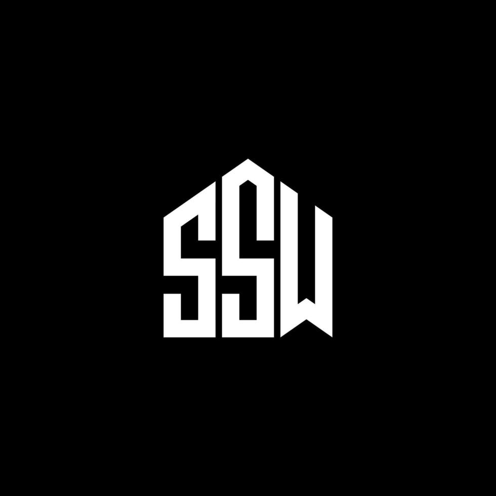 création de logo de lettre ssw sur fond noir. concept de logo de lettre initiales créatives ssw. conception de lettre ssw. vecteur