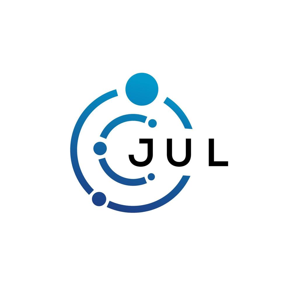 création de logo de technologie de lettre jul sur fond blanc. jul initiales créatives lettre il concept de logo. conception de lettre de juil. vecteur