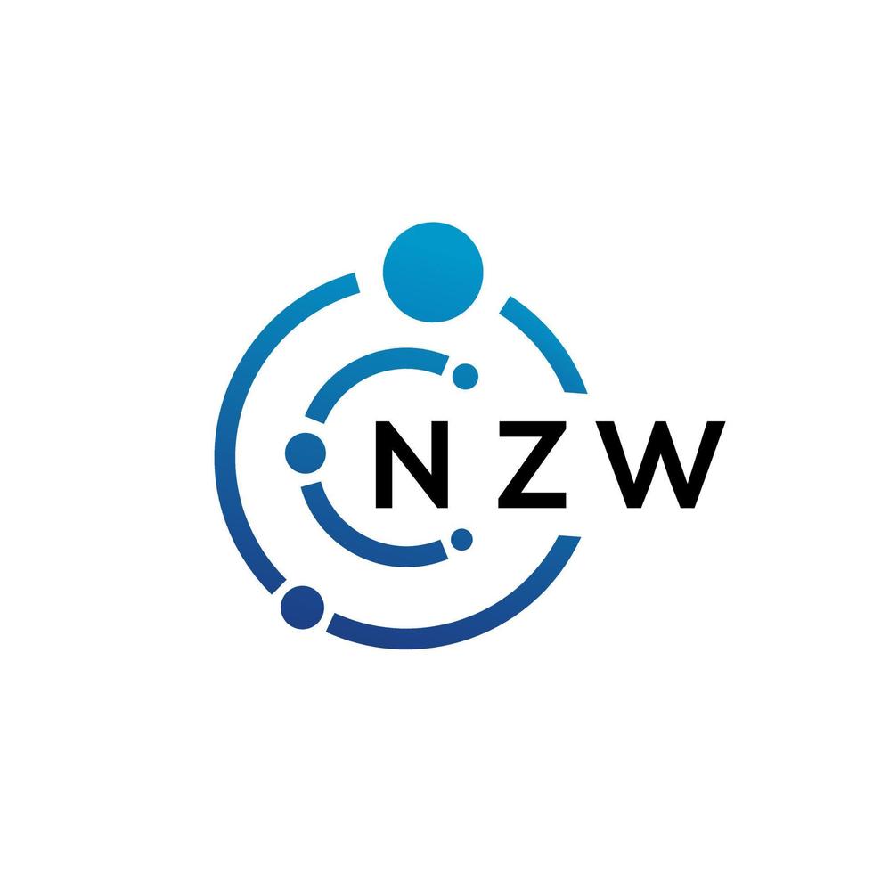 création de logo de technologie de lettre nzw sur fond blanc. nzw creative initiales lettre il logo concept. conception de lettre nzw. vecteur