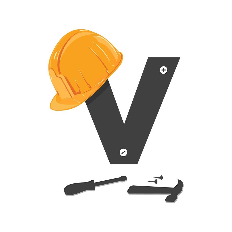 logo de construction initial v vecteur