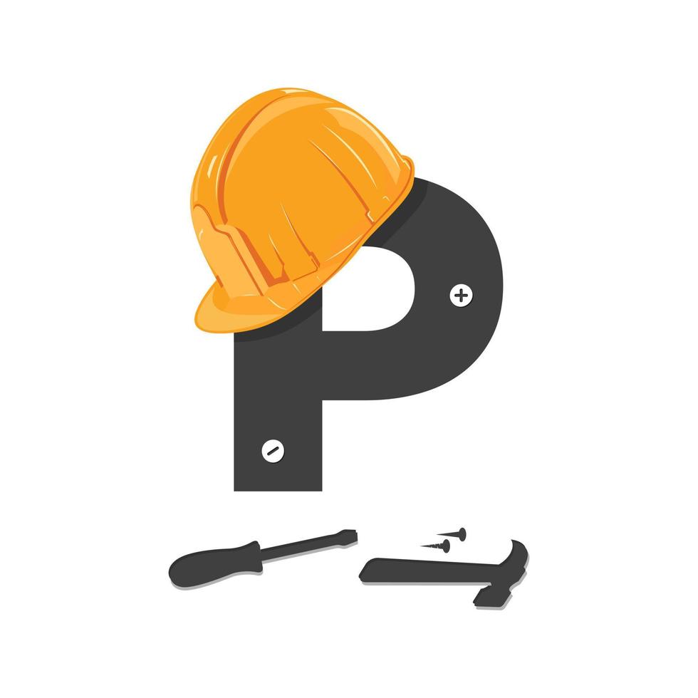 logo de construction initial p vecteur