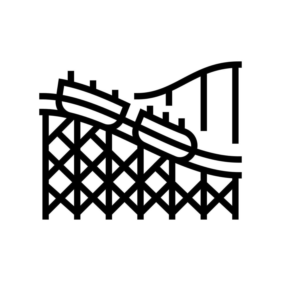 illustration vectorielle d'icône de ligne de parc d'attractions de montagnes russes vecteur