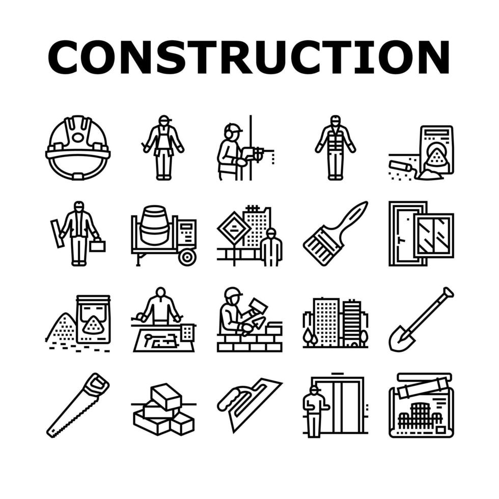construction, construction, et, réparation, icônes, ensemble, vecteur