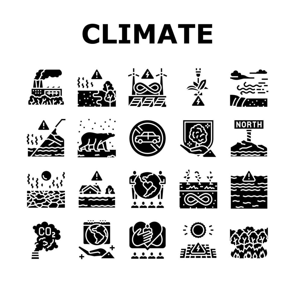 le changement climatique et les icônes de problèmes écologiques définissent le vecteur