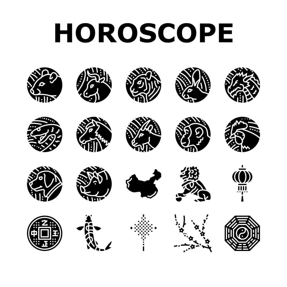 horoscope chinois et icônes accessoires set vector