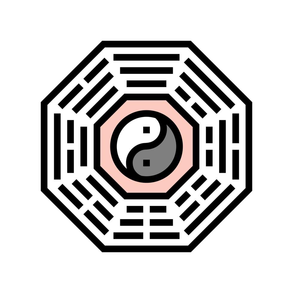 bagua horoscope chinois animal couleur icône illustration vectorielle vecteur