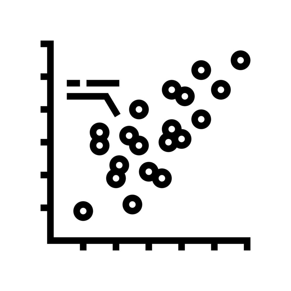 diagrammes de dispersion, ligne, icône, vecteur, illustration vecteur