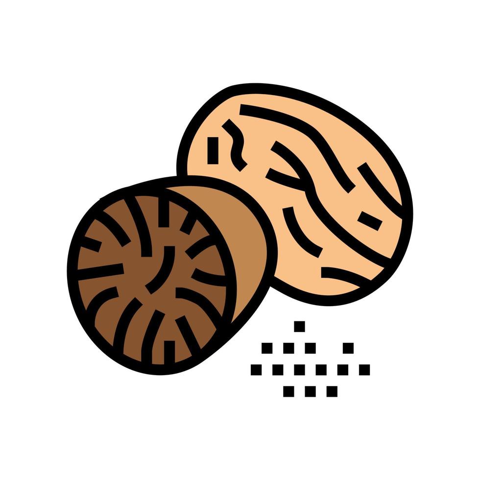 illustration vectorielle d'icône de couleur de noix de muscade vecteur