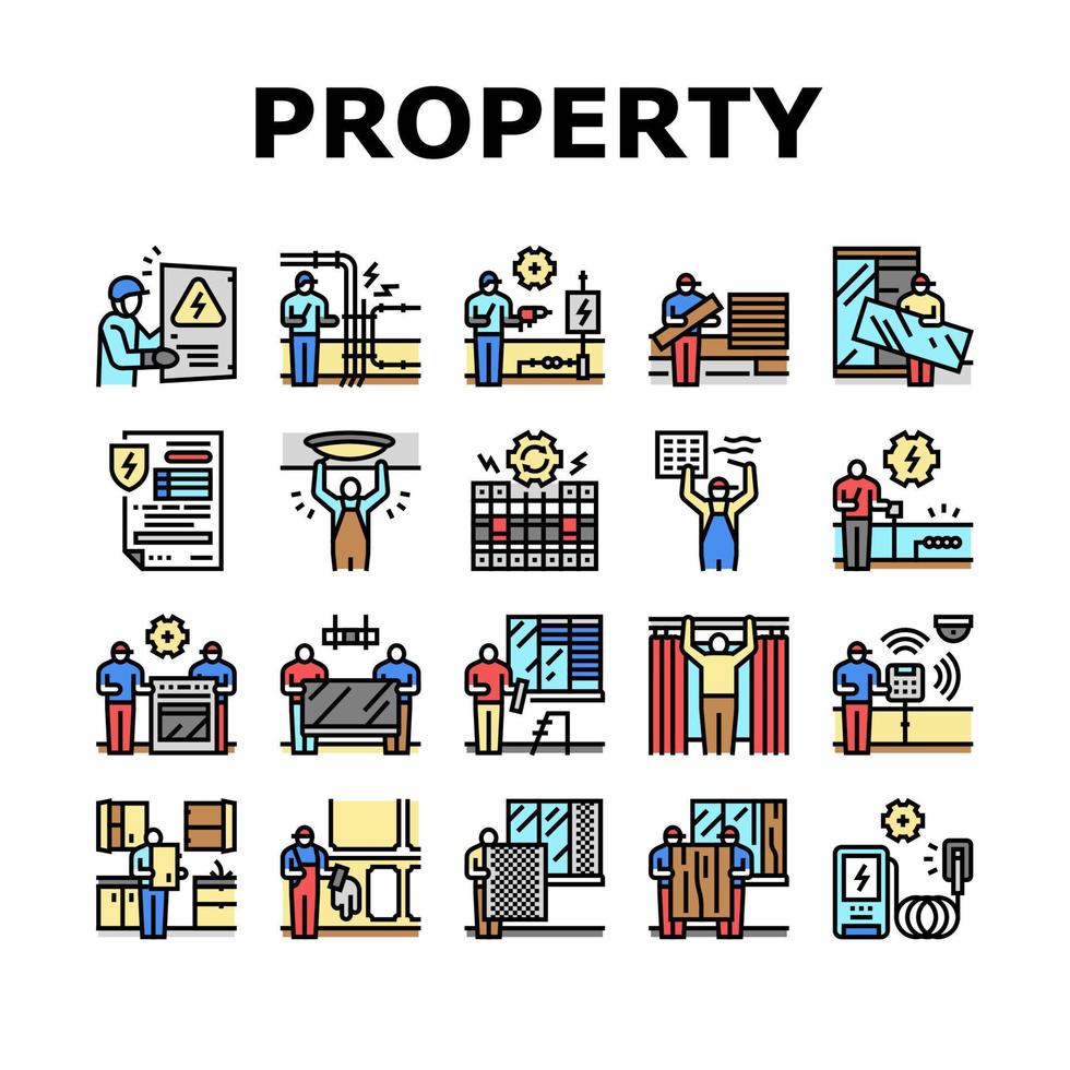 vecteur d'icônes d'entretien et de réparation de propriété