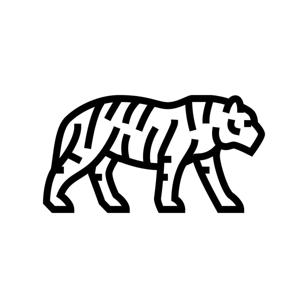 animal tigre dans l'illustration vectorielle de l'icône de la ligne du zoo vecteur