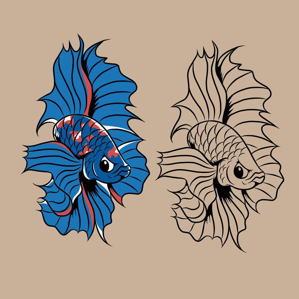 illustration vectorielle de poisson betta spécialement conçue pour les besoins de marque de vêtements et ainsi de suite vecteur