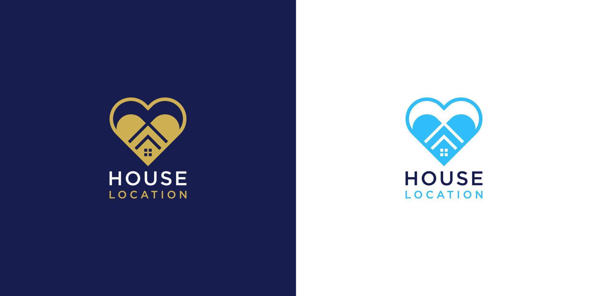 logo de maison d'amour de luxe minimaliste vecteur