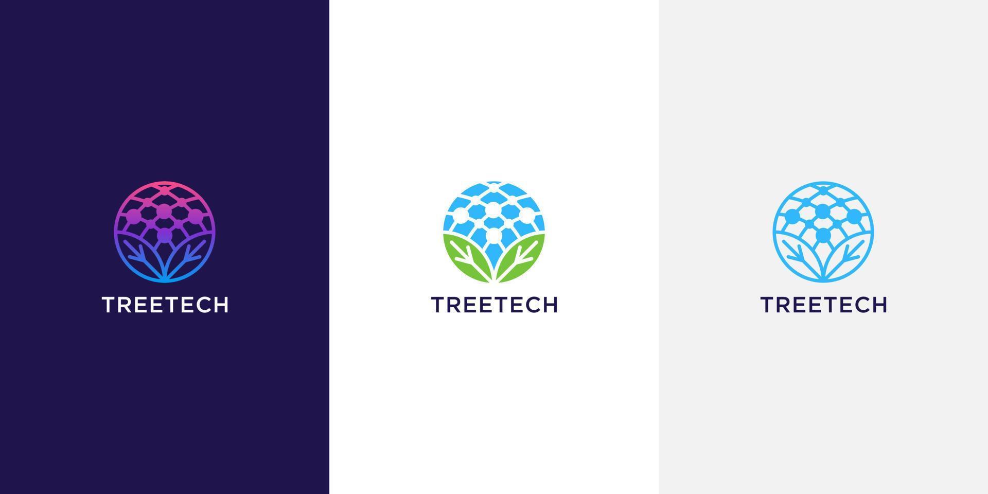 icône du logo arbre technologique vecteur