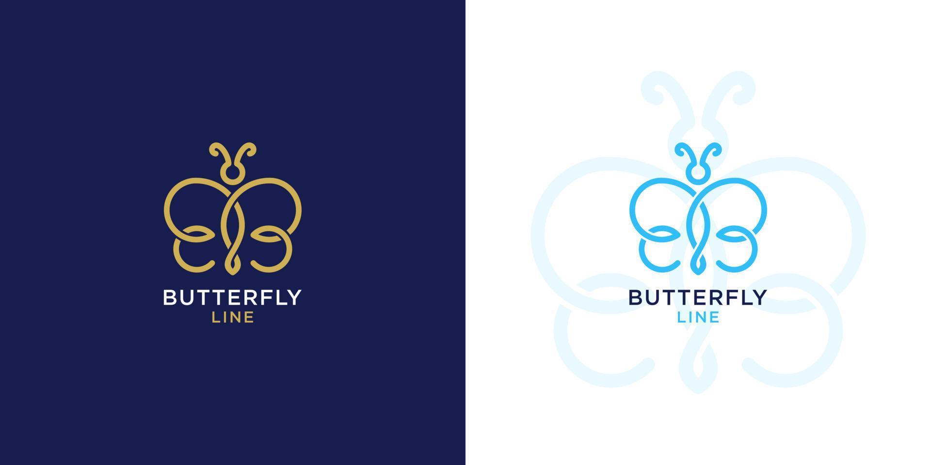 logo papillon de luxe minimaliste avec lettre bb design vecteur